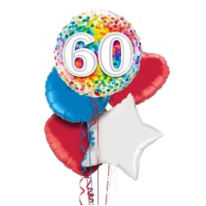 Happy 60th Birthday Rainbow Confetti Balloon Bouquet